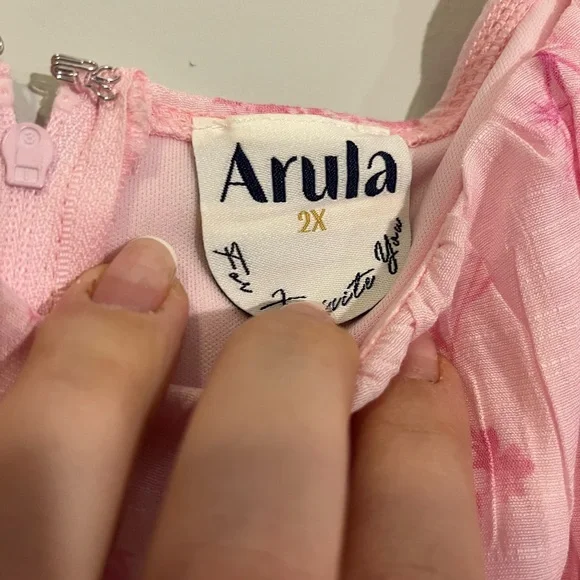 ARULA Pink Floral Puff-Sleeve Romper with Belt - Picture 8 of 9